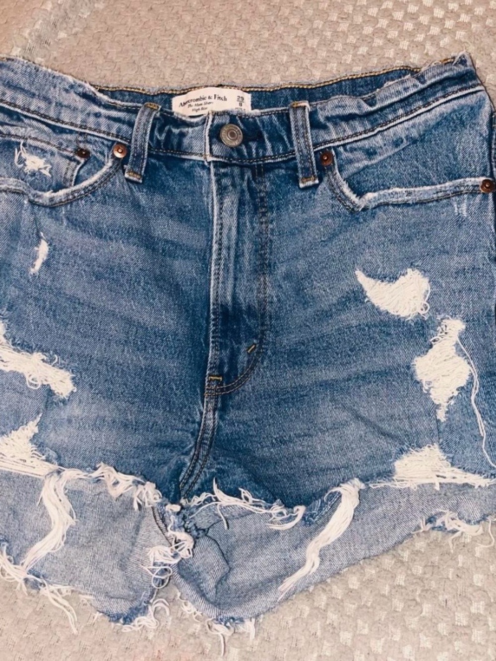 Abercrombie & Fitch Blue Distressed Denim Cutoff Shorts